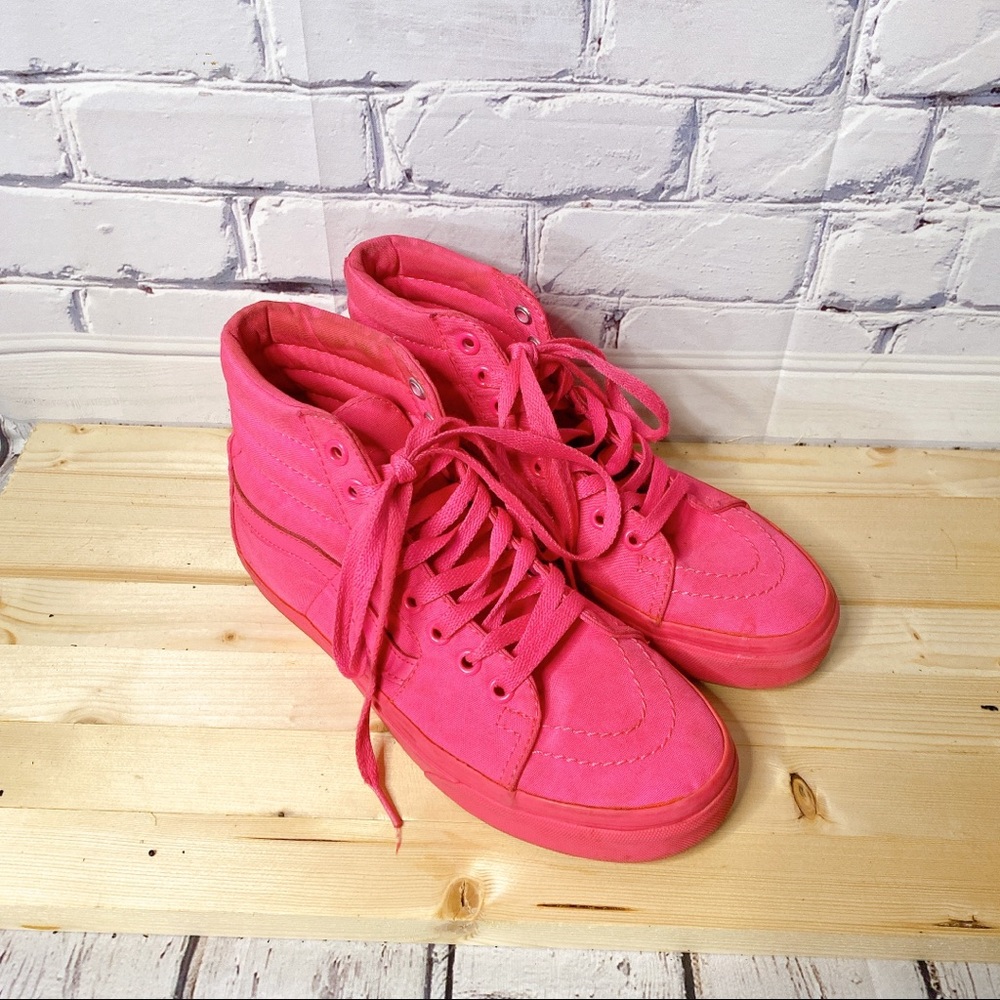 Vans Neon Pink Women's Sk8-Hi Off the Wall High Top Skate Shoes Size 6.5